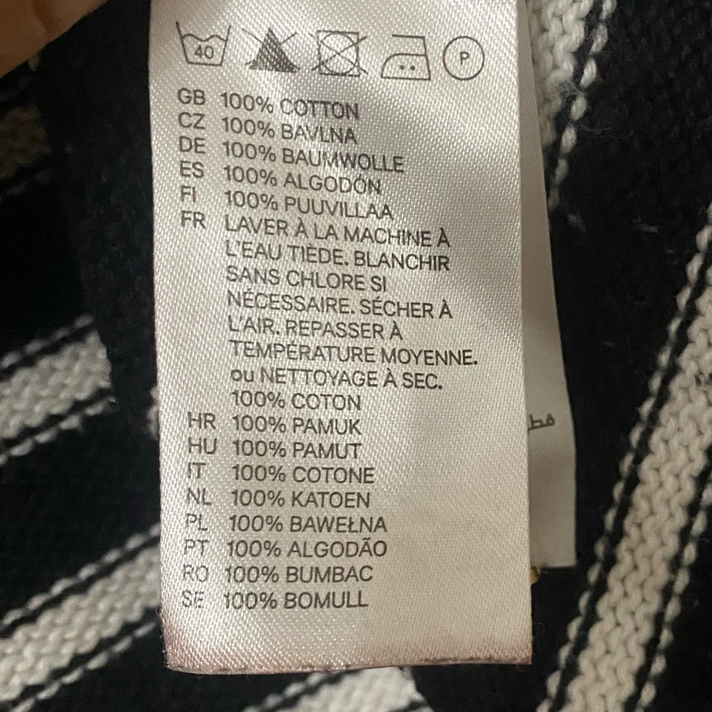 H&M Black and White Striped Gold Button Cardigan Sweater